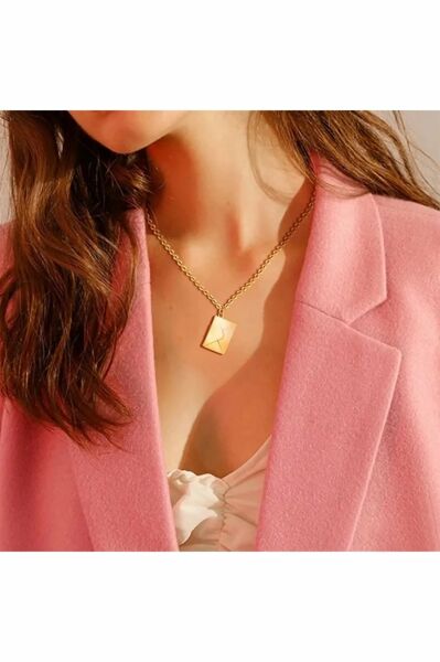Açılabilir Aşk Mektup Model Gold Altın Kaplama 316L Paslanmaz Çelik Kolye