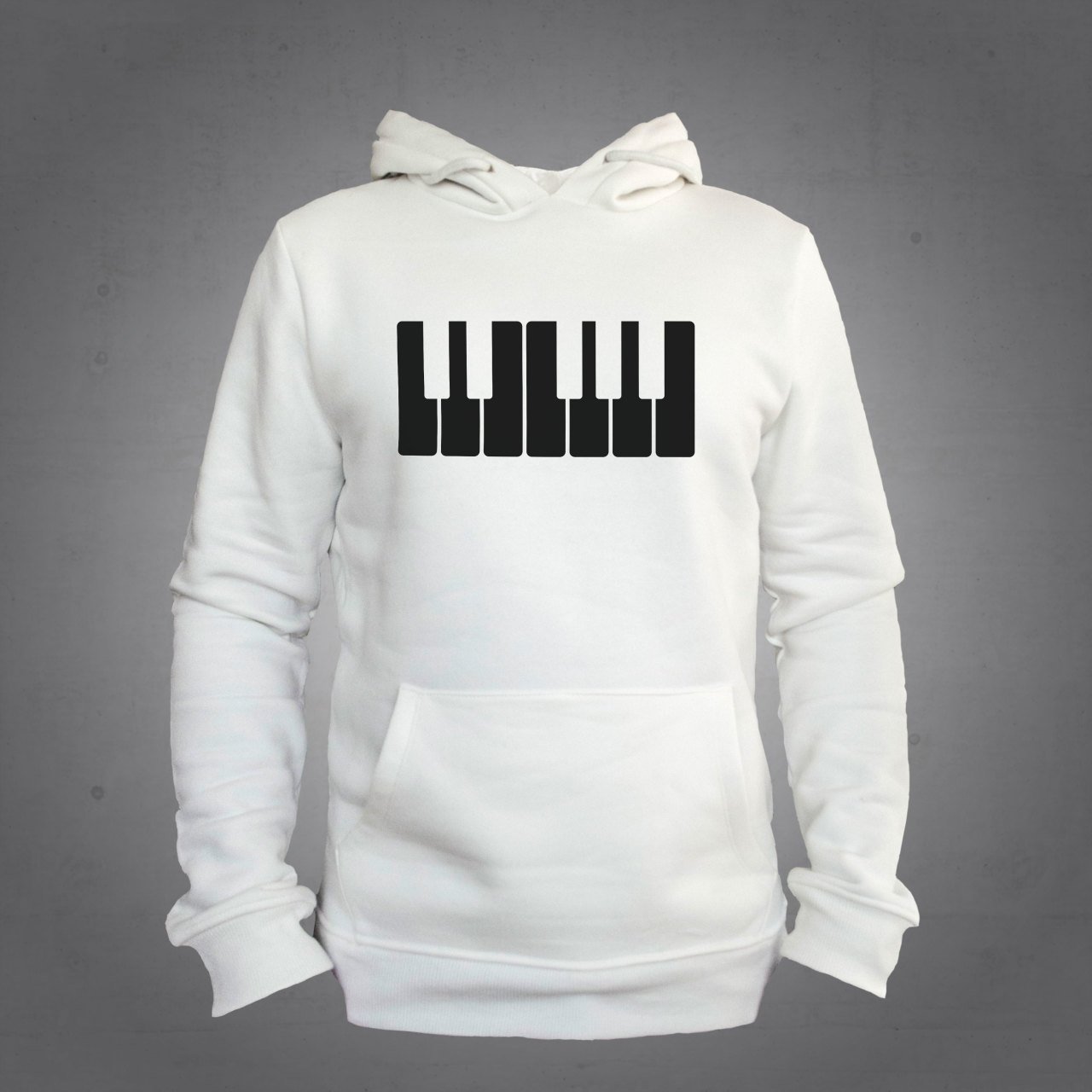 Piyano Kapüşonlu Sweatshirt Hoodie Ekru