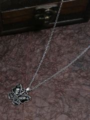 Retro Vintage Gotik Zincirli Kelebek Kuru Kafa Kolye