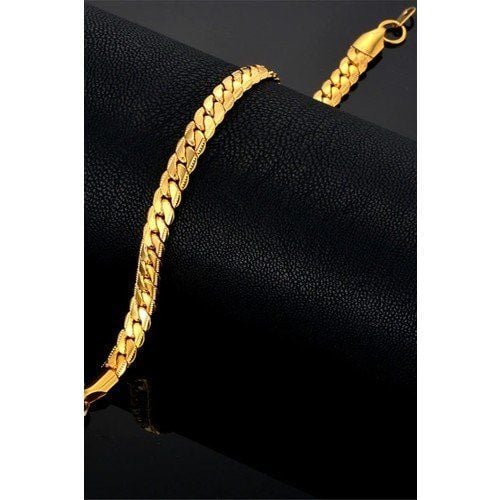 Ezme Hasır Yassı Yılan Gold Altın Erkek Kadın 316L Unisex Çelik Bileklik Künye