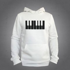 Piyano Kapüşonlu Sweatshirt Hoodie Ekru L