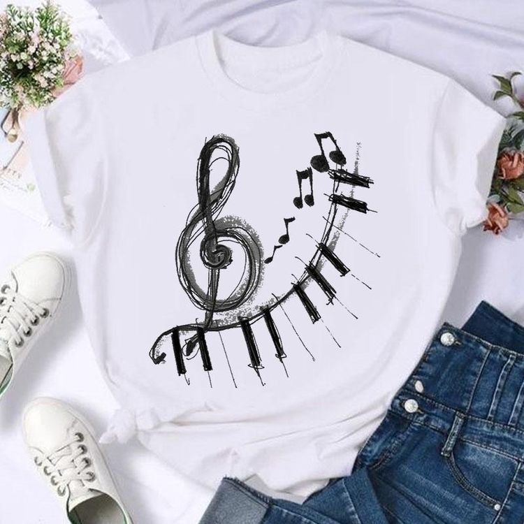 Sol Anahtar Piyano Nota Unisex Tshirt