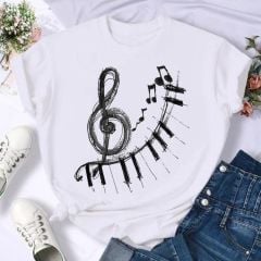 Sol Anahtar Piyano Nota Unisex Tshirt