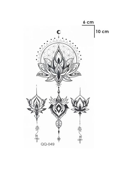 Göğüs Arası Lotus Çiçek Tattoo Geçici Dövme