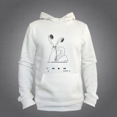 Kulaklık Kapüşonlu Sweatshirt Hoodie Ekru L