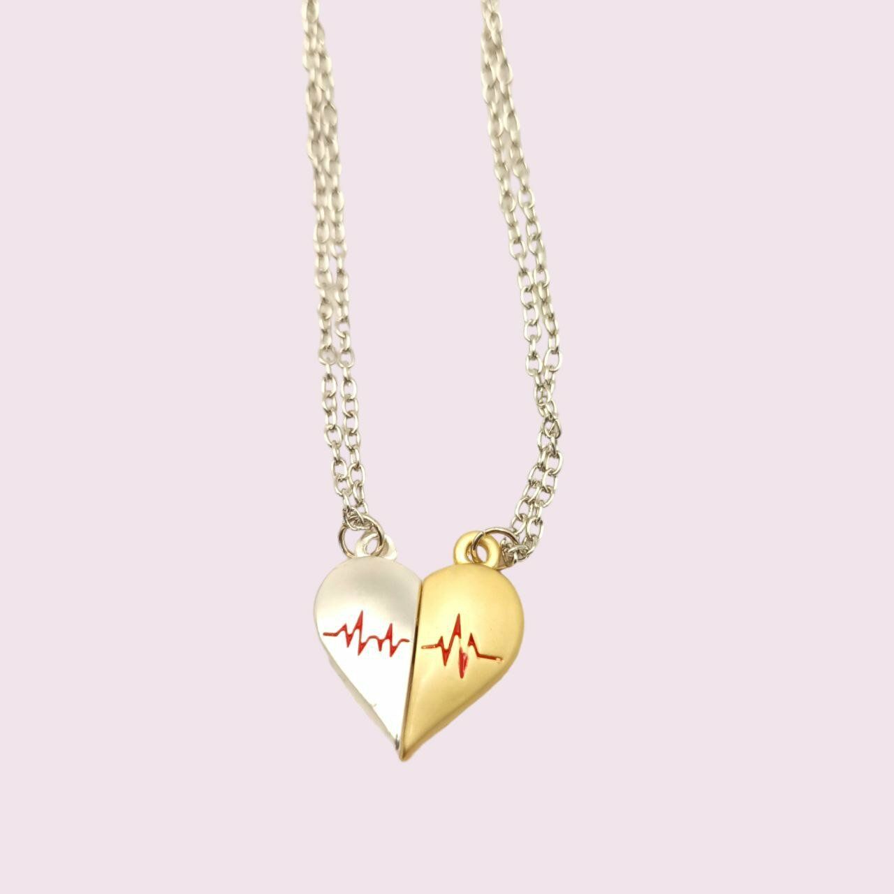 İkili Kalp Ritmi Kolye - Çift Sevgili Kolyesi – GOLD GÜMÜŞ