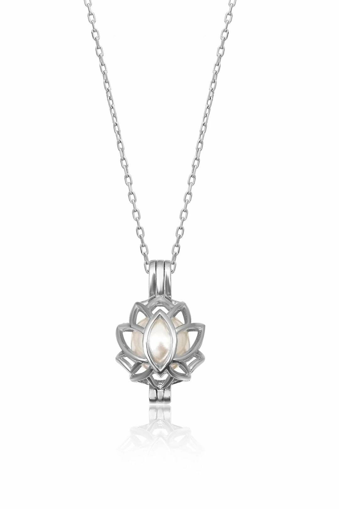 Gece Parlayan Yeşil Lotus Çiçeği Kolye