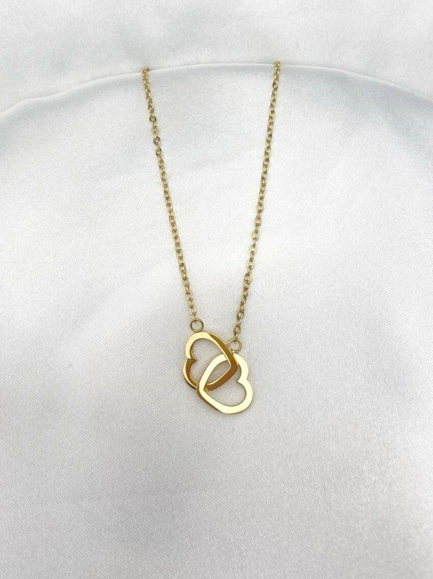 İç İçe Kalpler Aşk Sevgi Bağlılık Kolyesi Gold Renk Paslanmaz Çelik Kolye