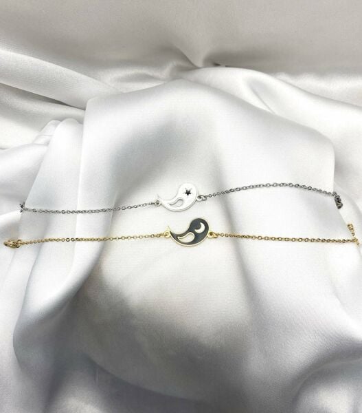 Ying Yang İkili Sevgili Arkadaş Bilekliği Gold Gümüş Çift Best Friends Bileklik
