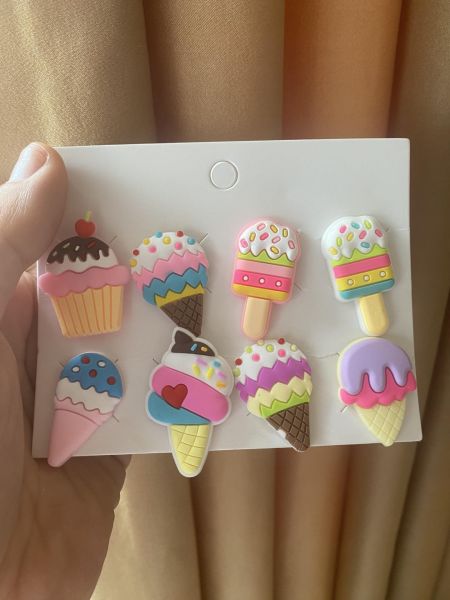 Cupcake Dondurma Renkli Terlik Süsü Cross Terlik Jibbitz Terlik Aksesuarı 8 Adet