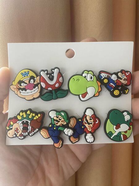 Super Mario Terlik Süsü Cross Terlik Jibbitz Terlik Aksesuarı 8 Adet