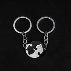 Yin-yang Cats Kedi Ikili Sevgili Arkadaşlık Siyah Beyaz Anahtarlık
