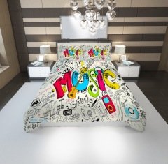 Music Notalar Yatak Örtüsü Tek Kişilik
