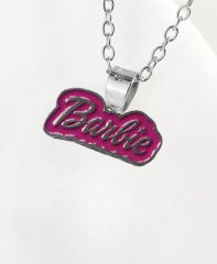 Barbie Pembe Kolye 925 Ayar Gümüş Kaplama