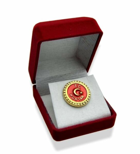 Muhtar Yaka Rozeti Parlak Kırmızı Renkli 1 Adet