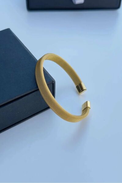 Hasır Örme Gold Paslanmaz Çelik Bileklik Unisex