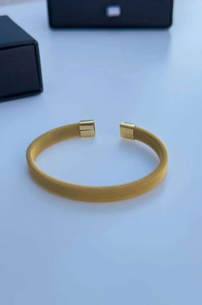 Hasır Örme Gold Paslanmaz Çelik Bileklik Unisex