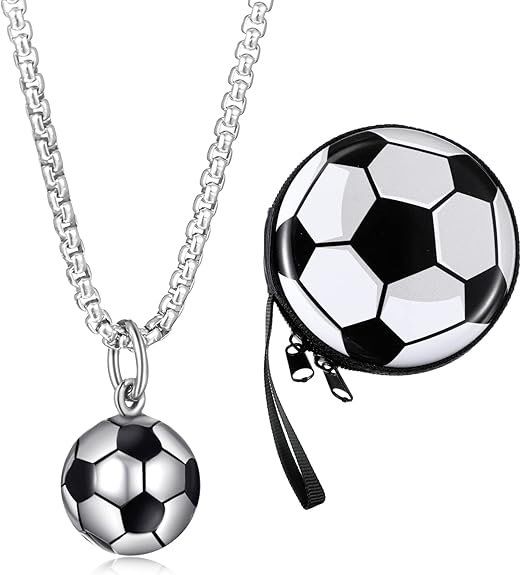 Futbol Topu Futbolcu Hediyelik Erkek Kolye 316L Paslanmaz Çelik A+++ PLUS - 70cm Zincir