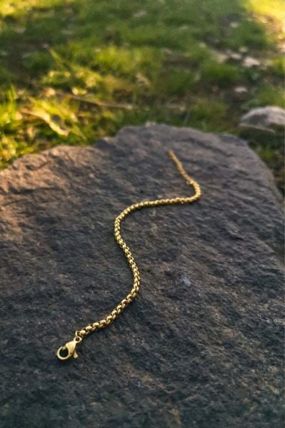 Örme Arnavut Zinciri Kararmaz Gold Çelik Bileklik Unisex