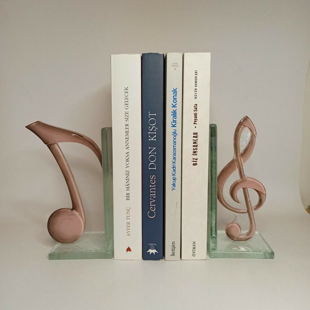 Kitap Tutucu / Sol Anahtarı - Nota 13 cm Sütlü Kahve