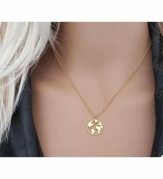 Gold Renk Dünya Kadın Kolye Çelik