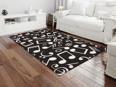 Siyah Büyük Notalar Halı 100x150