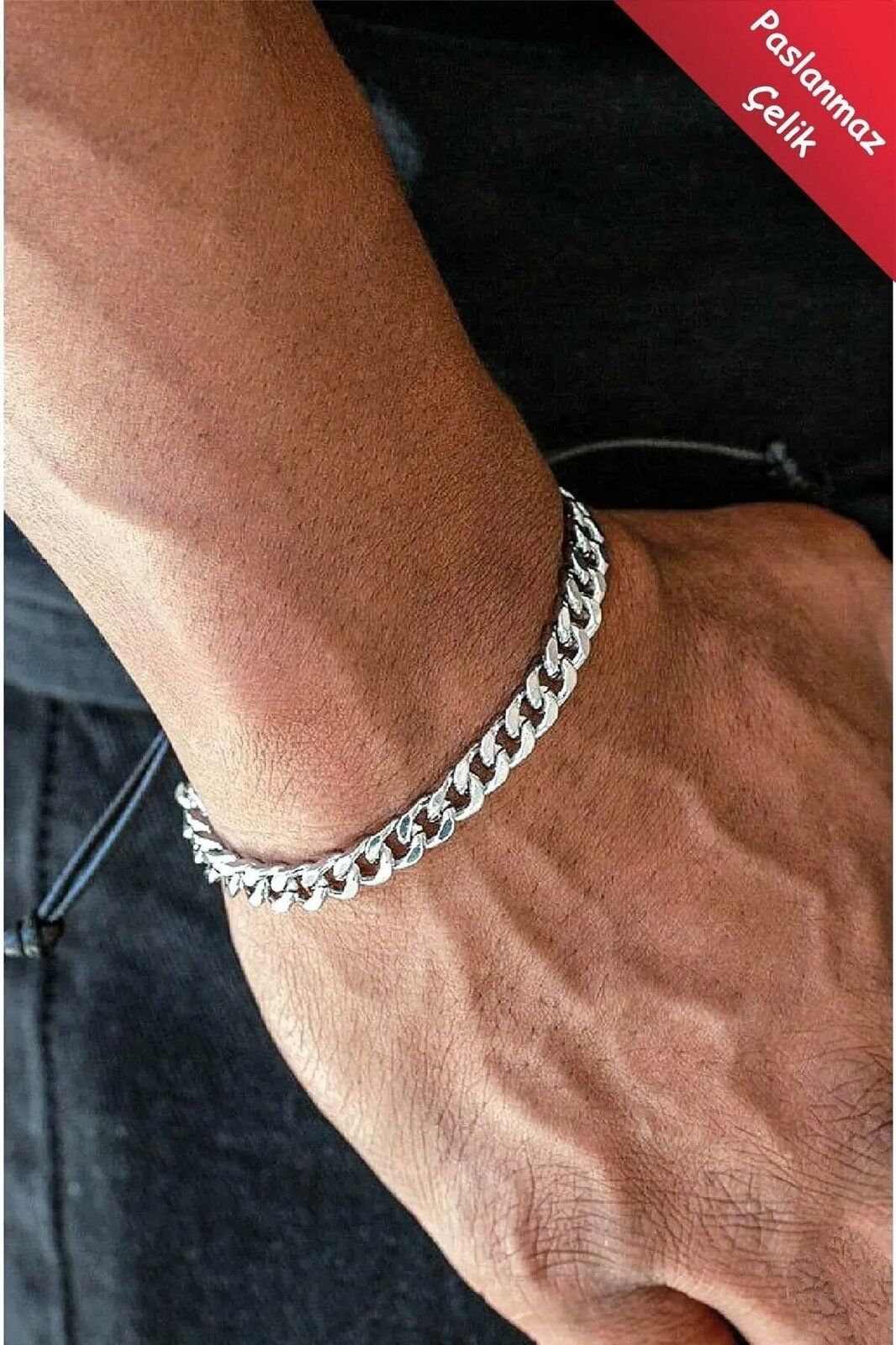Gurmet Klasik Kararmaz Gümüş Erkek Çelik Bileklik