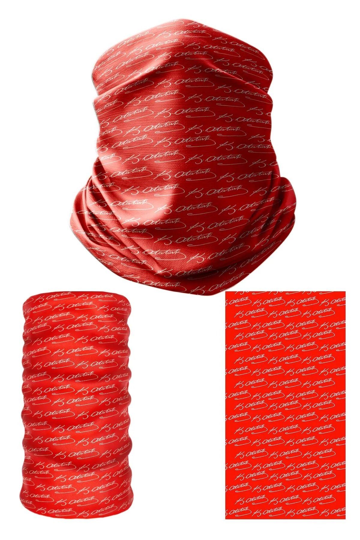 Mustafa Kemal Atatürk Imzalı Dikişsiz Tüp Boyunluk Bandana Maske Saç Bandı Toka Bone