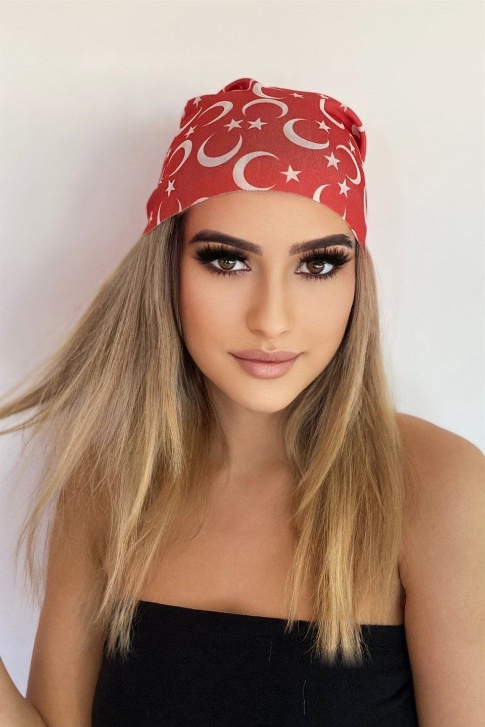 KIRMIZI RENK AY YILDIZ DESENLİ BUFF UNİSEX %100 PAMUK