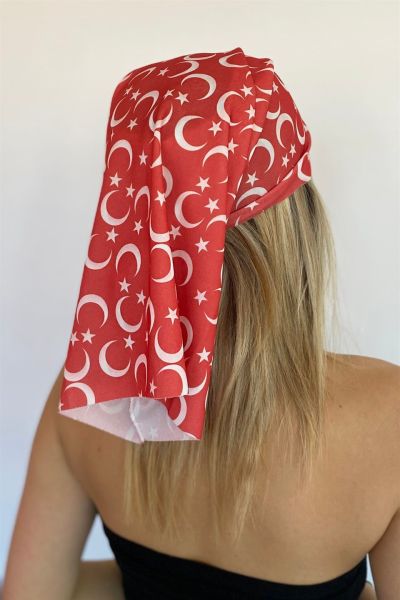 KIRMIZI RENK AY YILDIZ DESENLİ BUFF UNİSEX %100 PAMUK