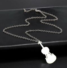 Keman Violin Paslanmaz Çelik Kolye