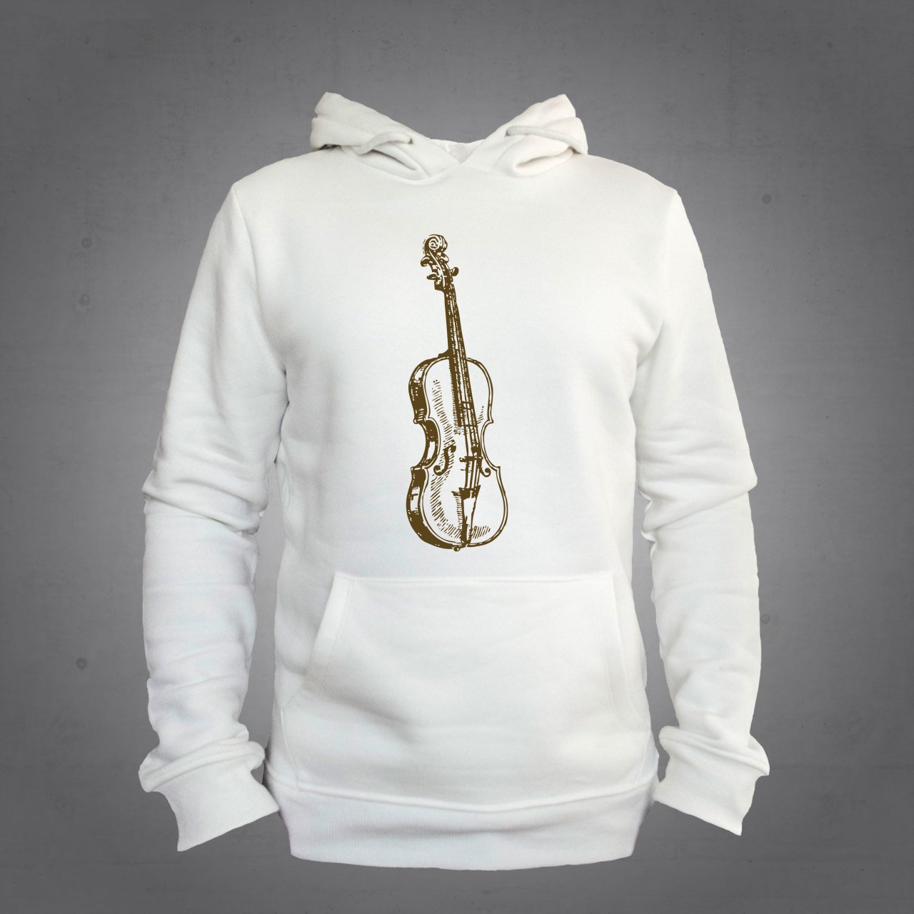 Keman Kapüşonlu Sweatshirt Hoodie Ekru