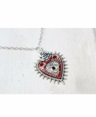 Rose Eye Of Heart Gotik Kalp Kolye Kırmızı