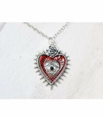 Rose Eye Of Heart Gotik Kalp Kolye Kırmızı