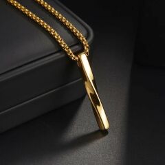 BURGU ÇELİK PASLANMAZ GOLD ÇELİK ERKEK KOLYE ZİNCİR
