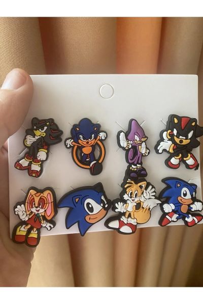 Kirpi Sonic Terlik Süsü Cross Terlik Jibbitz Terlik Aksesuarı 8 Adet