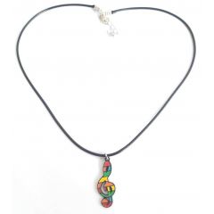 Sol Anahtar Renkli Kolye Kadın - Erkek Kolye