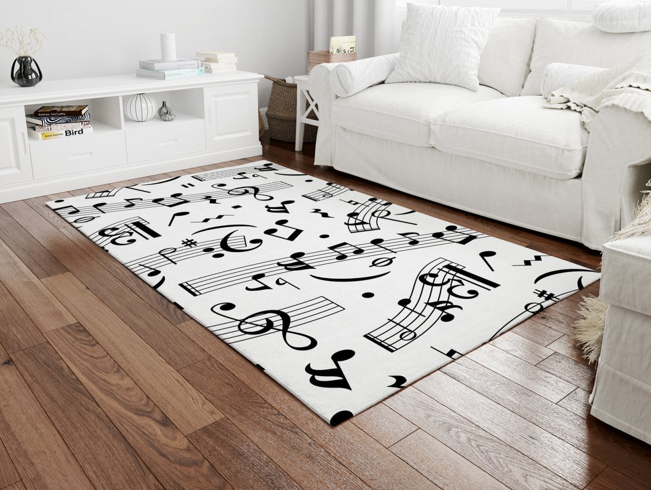 Beyaz Notalar Halı 100x150