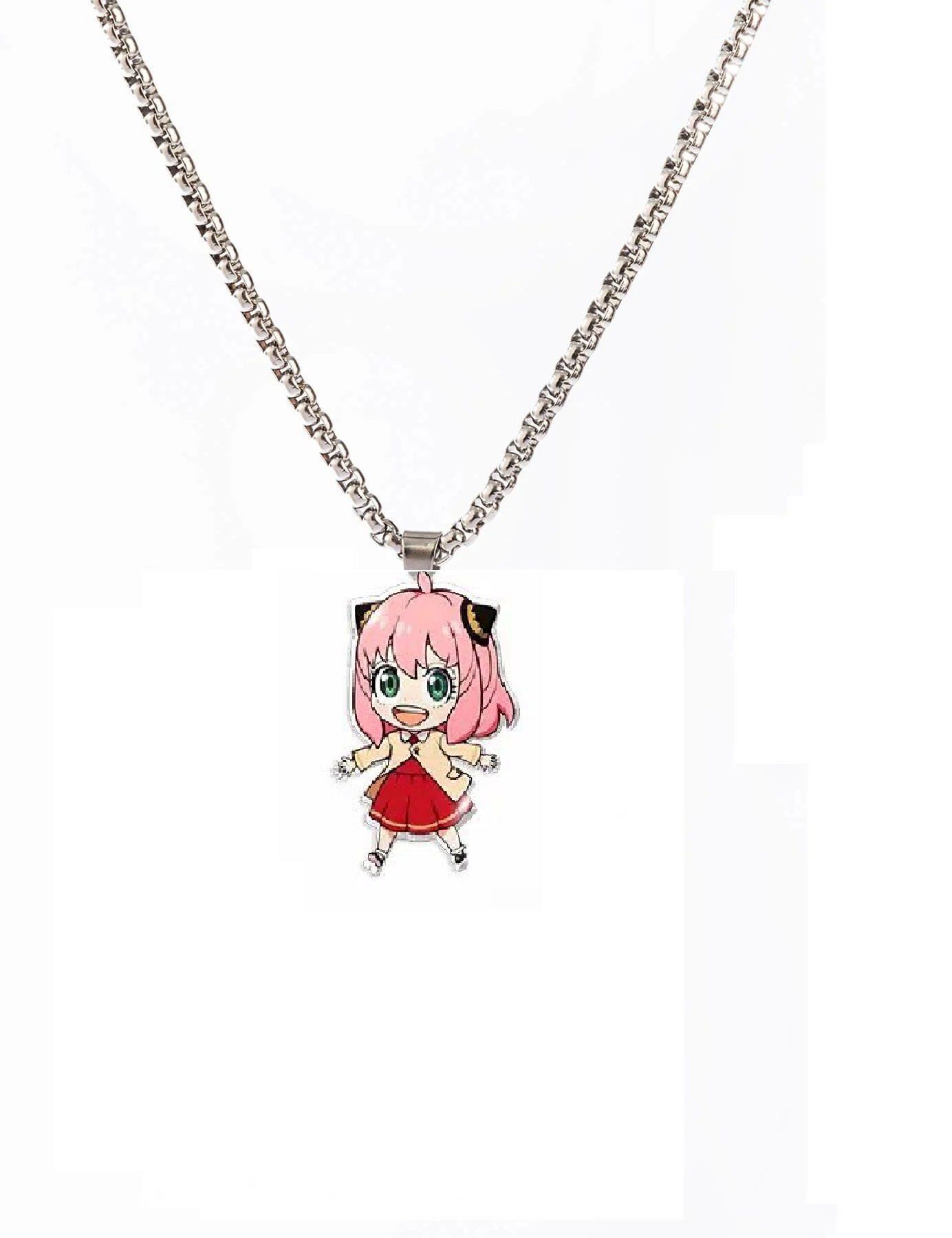 Anime Spy X Family Anya Forger Chibi Kolye Anime Kolye Gümüş Kaplama