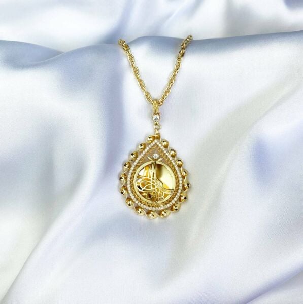 Damla Osmanlı Tuğralı Gold Kolye