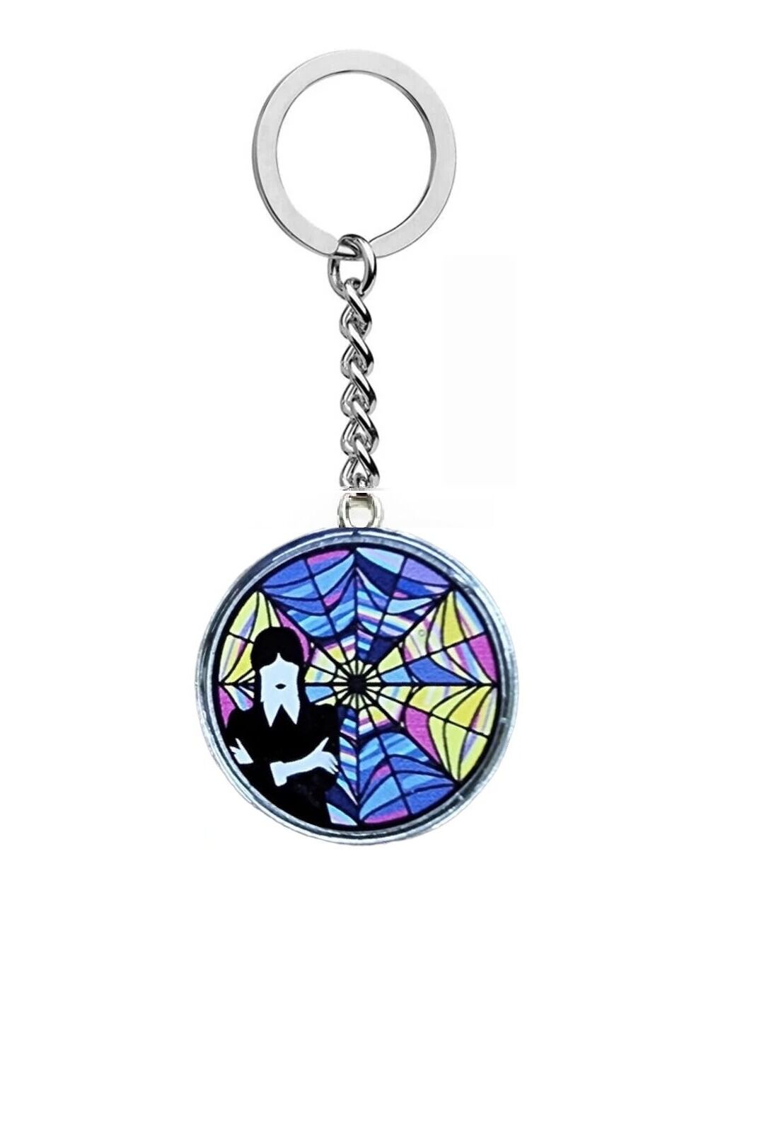 Wednesday Addams Mirror Web Yuvarlak Anahtarlık