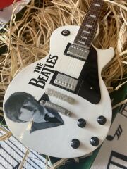 Elektro Gitar El Yapımı Ahşap Minyatür Hediyelik Biblo 25 cm Les Paul The Beatles
