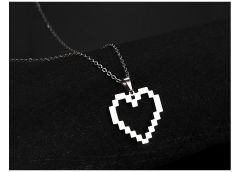 Pixel Kalp Heart Kolye Unisex Gümüş Renk