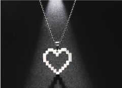 Pixel Kalp Heart Kolye Unisex Gümüş Renk