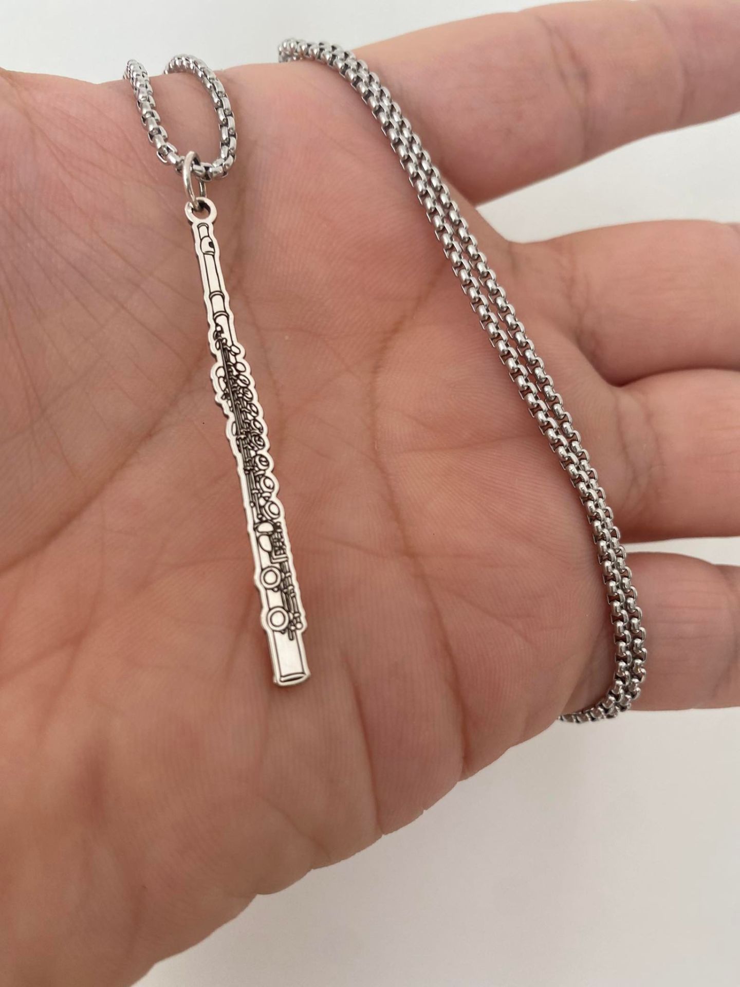 Yan Flüt Kolye 925 Ayar Gümüş