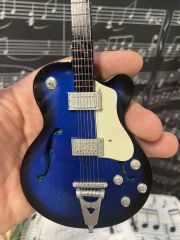 Vintage Elektro Mavi Gitar El Yapımı Biblo Minyatür 25 cm 3D