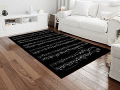 Siyah Dizekli Nota Halı 100x150
