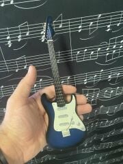 Elektro Gitar Mavi El Yapımı Biblo Minyatür 26 cm