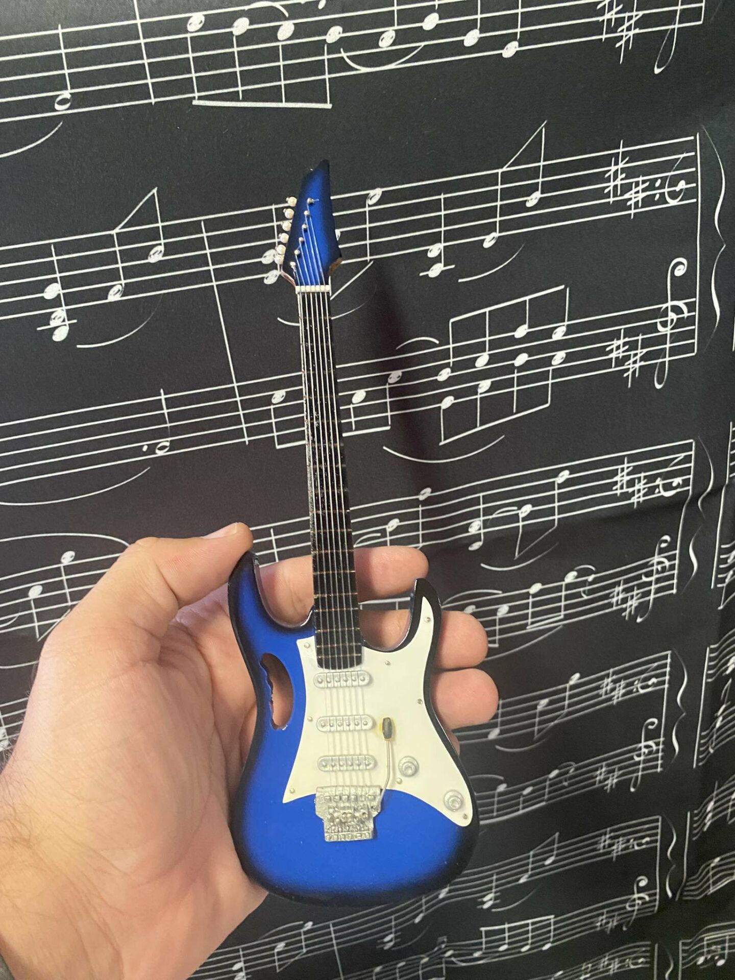 Elektro Gitar Mavi El Yapımı Biblo Minyatür 25 cm