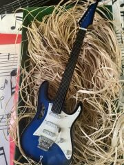 Elektro Gitar Mavi El Yapımı Biblo Minyatür 25 cm